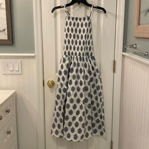 BNWT JCrew summer halter dress in blue and white block print